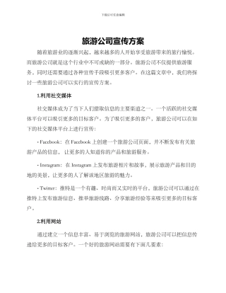 旅游公司宣传方案