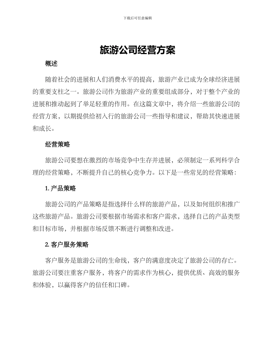 旅游公司经营方案_第1页