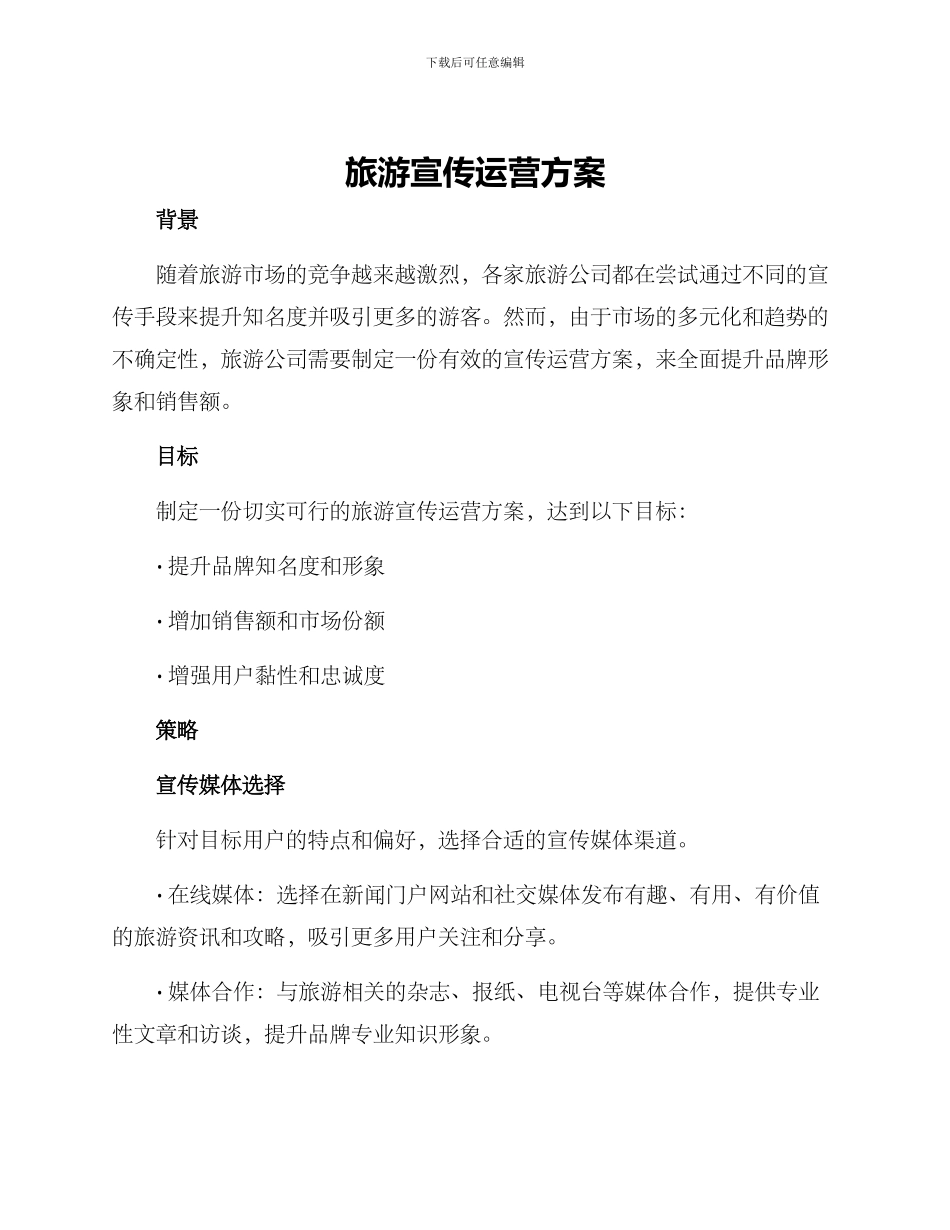旅游宣传运营方案_第1页