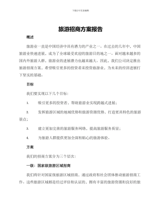 旅游招商方案报告