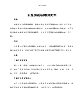 旅游景区资源梳理方案