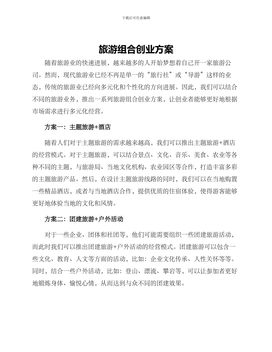 旅游组合创业方案_第1页