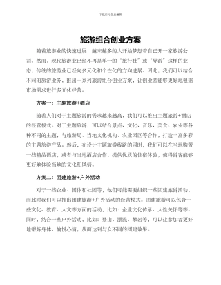旅游组合创业方案