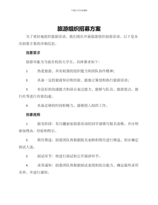 旅游组织招募方案