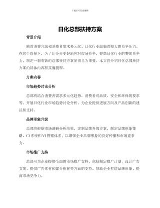 日化总部扶持方案