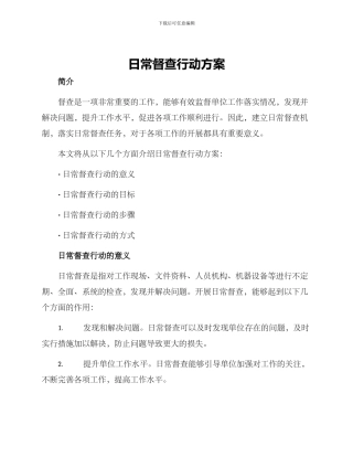 日常督查行动方案