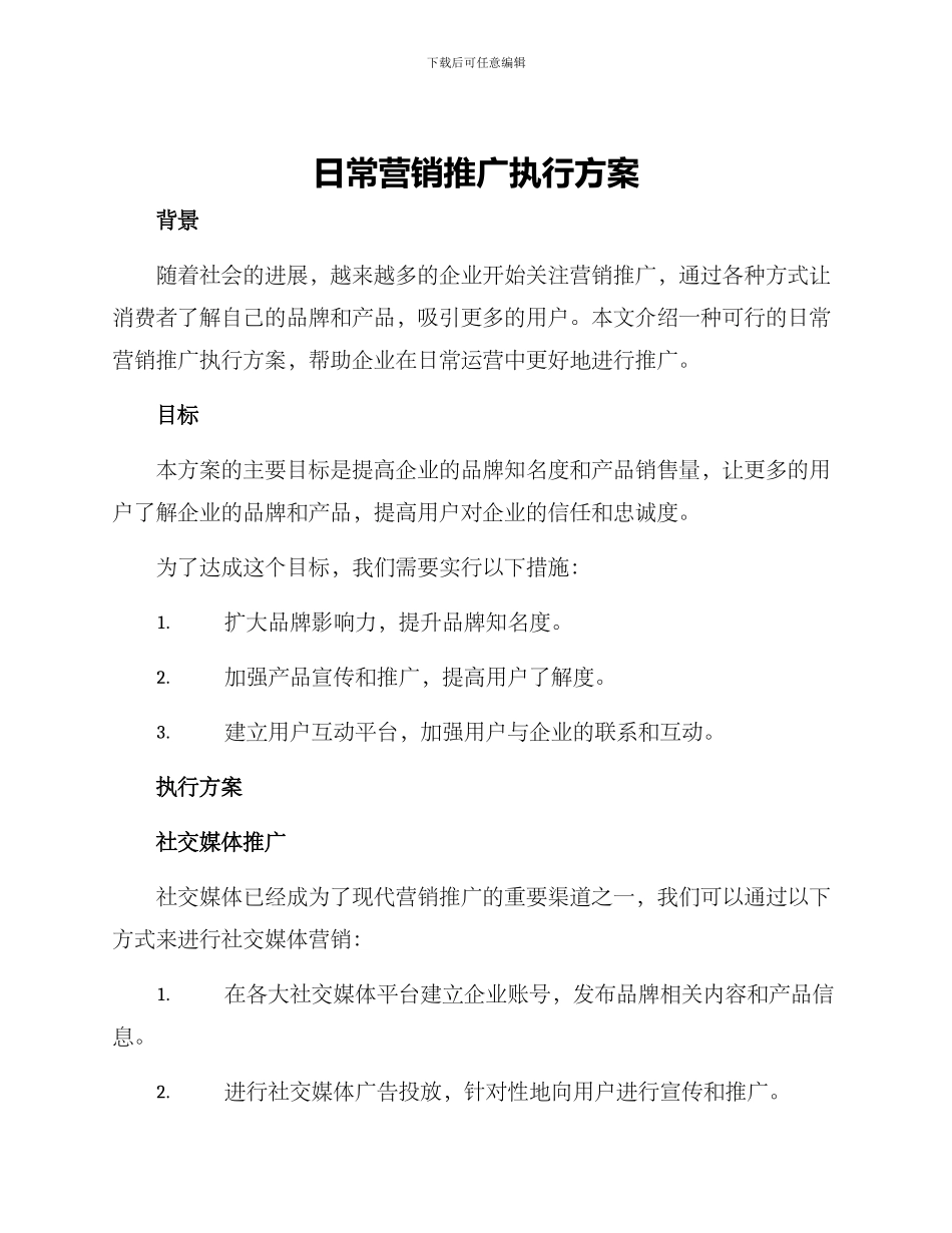 日常营销推广执行方案_第1页