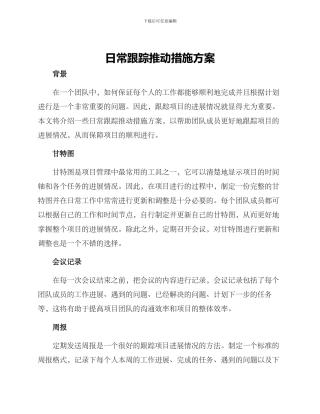 日常跟踪推进措施方案