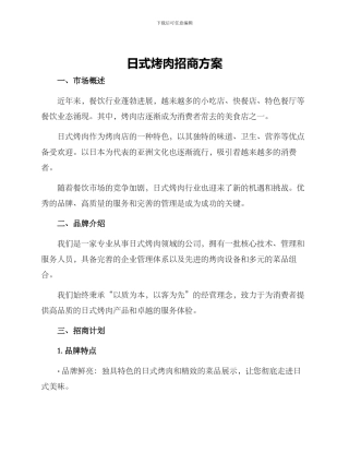 日式烤肉招商方案