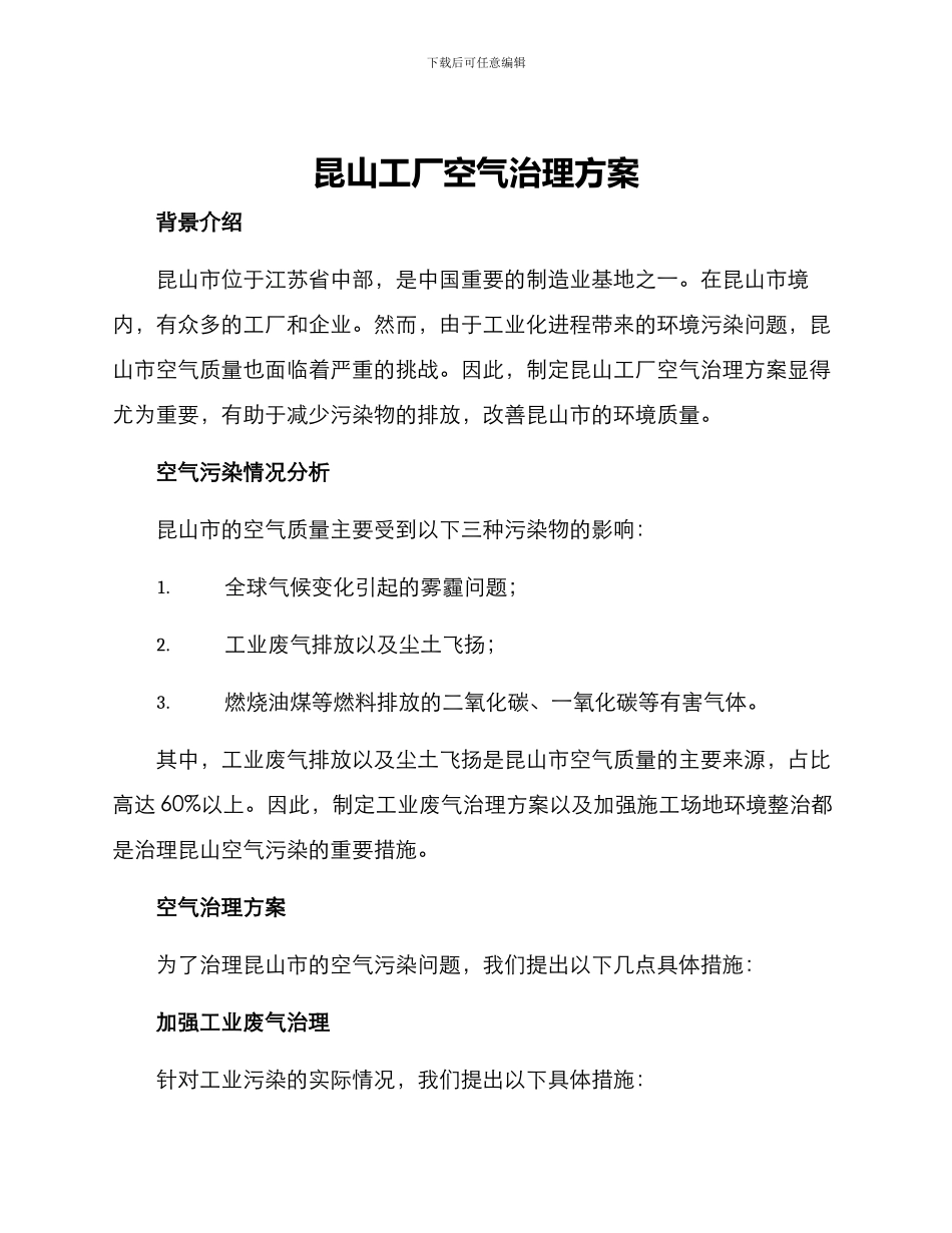 昆山工厂空气治理方案_第1页