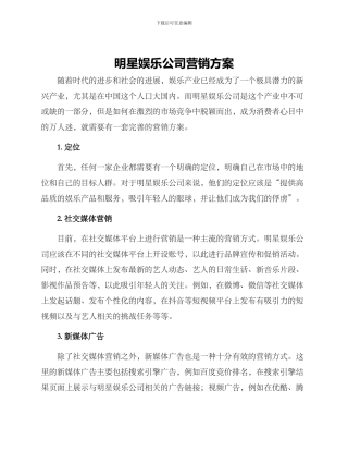 明星娱乐公司营销方案