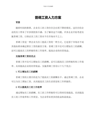 普调工资人力方案