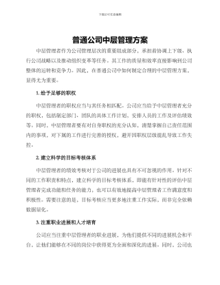 普通公司中层管理方案