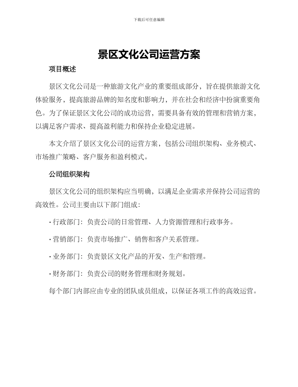 景区文化公司运营方案_第1页