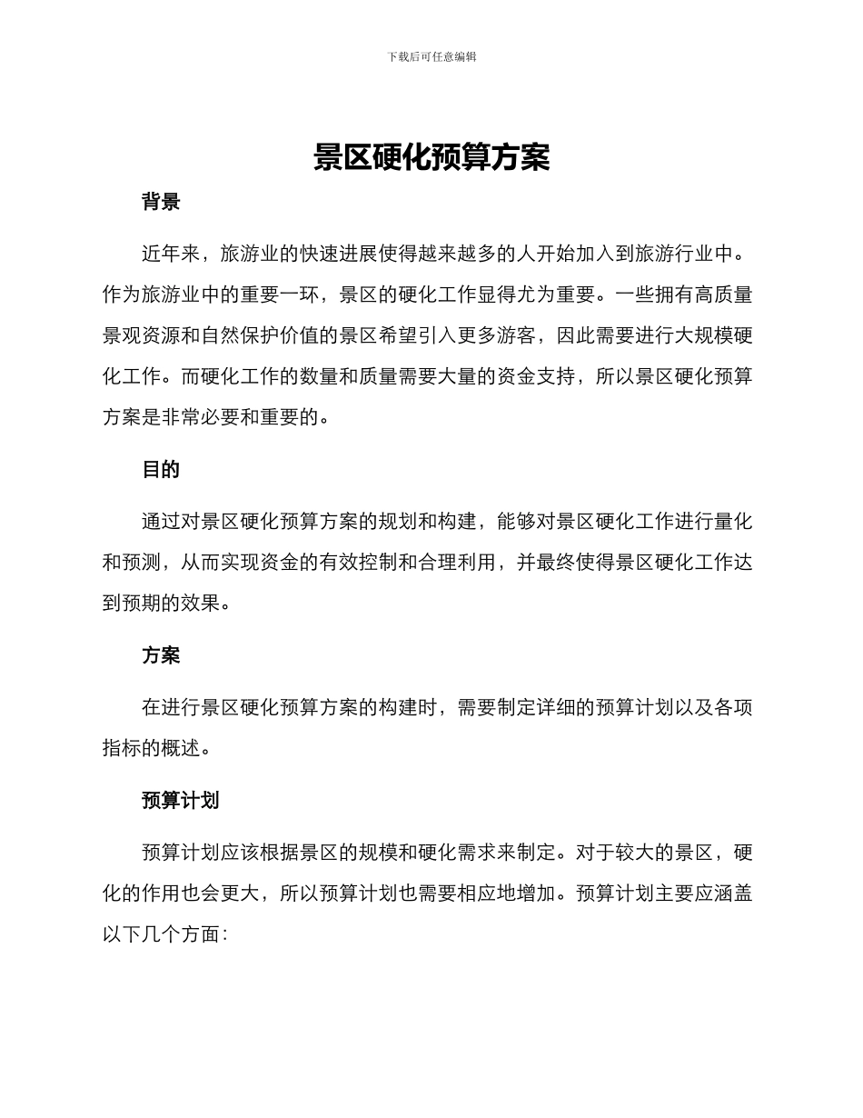 景区硬化预算方案_第1页