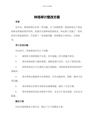 林场审计整改方案