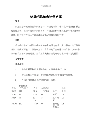 林场拆除羊舍补偿方案