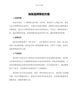 染发品牌策划方案