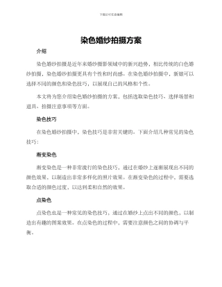 染色婚纱拍摄方案