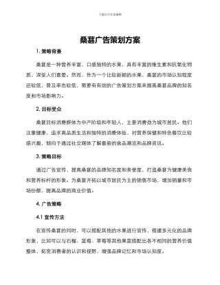 桑葚广告策划方案