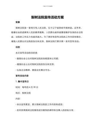 梨树法院宣传活动方案