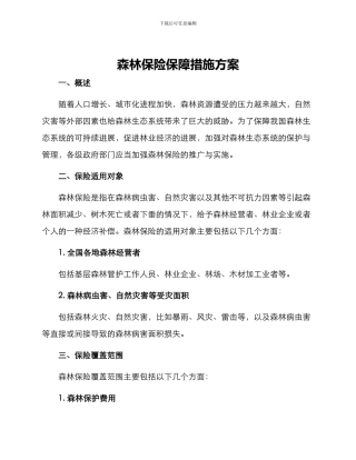 森林保险保障措施方案
