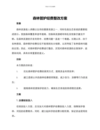 森林管护经费整改方案