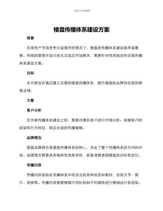 楼盘传播体系建设方案