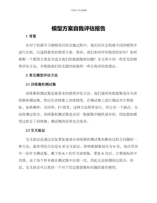 模型方案自我评估报告