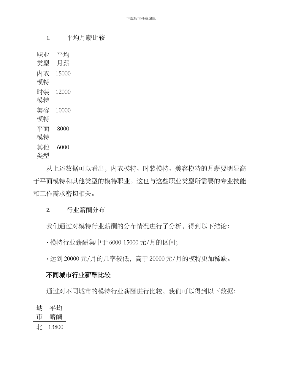 模特行业薪酬分析方案_第2页