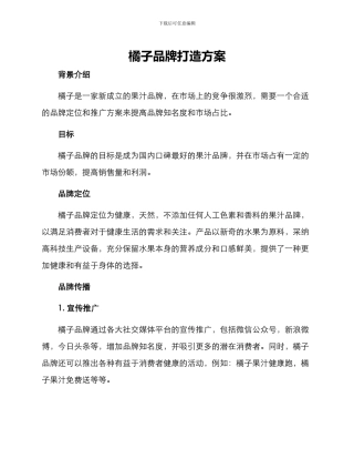 橘子品牌打造方案