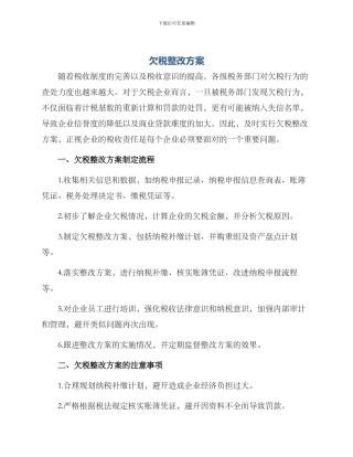 欠税整改方案