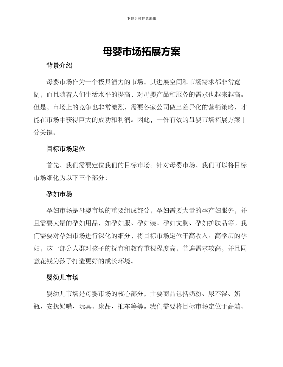 母婴市场拓展方案_第1页