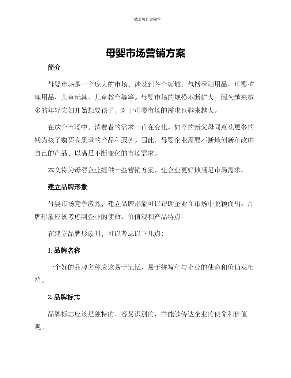母婴市场营销方案_第1页