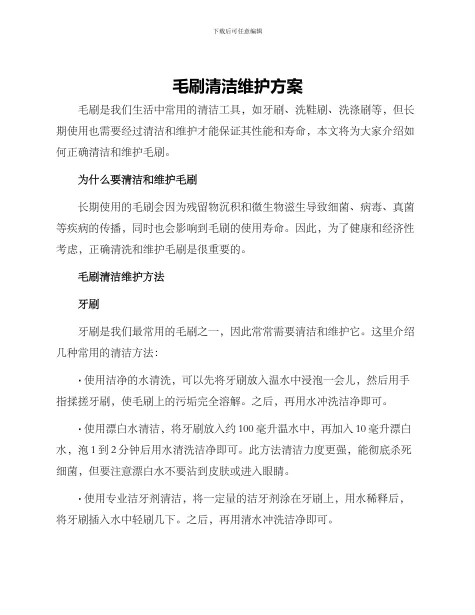毛刷清洁维护方案_第1页