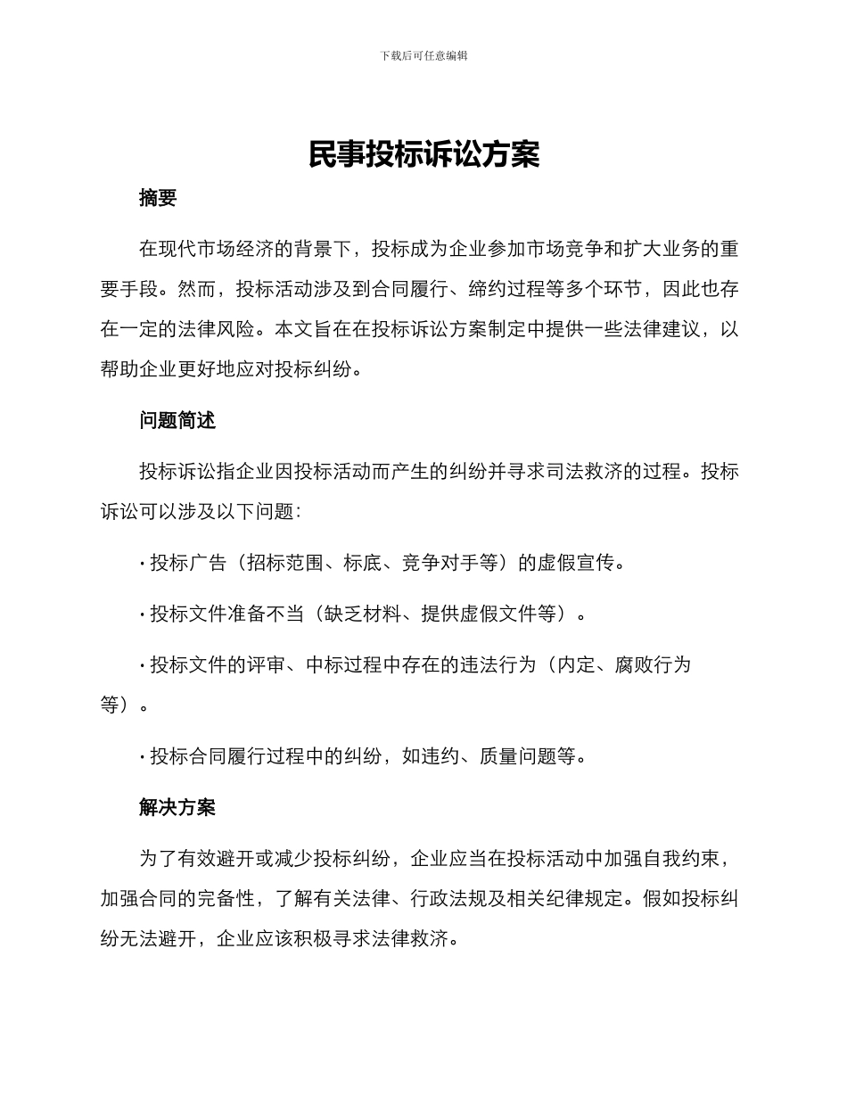 民事投标诉讼方案_第1页