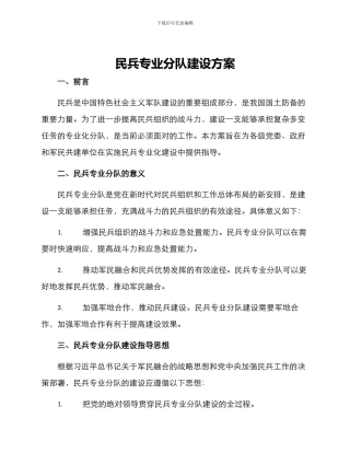 民兵专业分队建设方案
