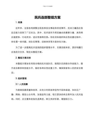 民兵连部整组方案