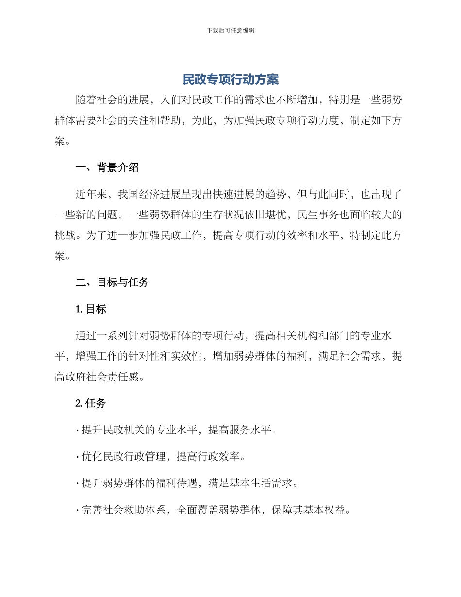 民政专项行动方案_第1页