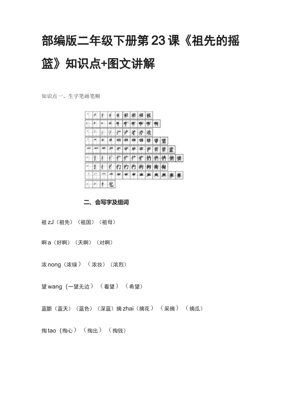 部编版二年级下册第23课《祖先的摇篮》知识点+图文讲解_第1页