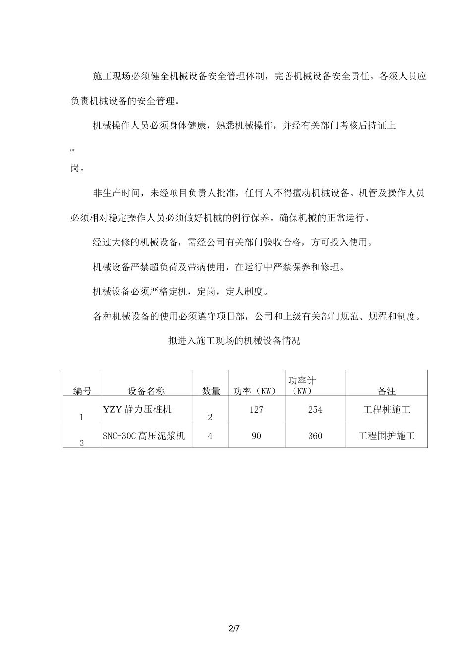 施工现场机械设备情况及布置方案_第2页