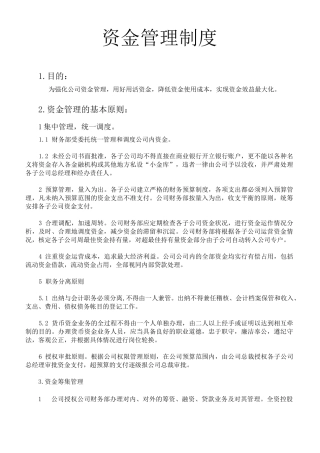 公司资金管理制度