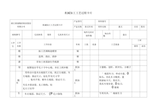 机械加工工艺过程及工序卡片
