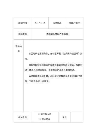 社区志愿者服务活动记录文本