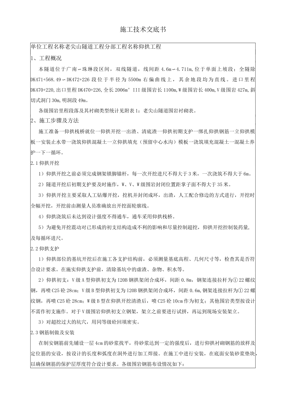 隧道仰拱及仰拱填充技术交底(修改)_第2页