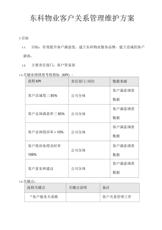 东科物业客户关系管理维护方案