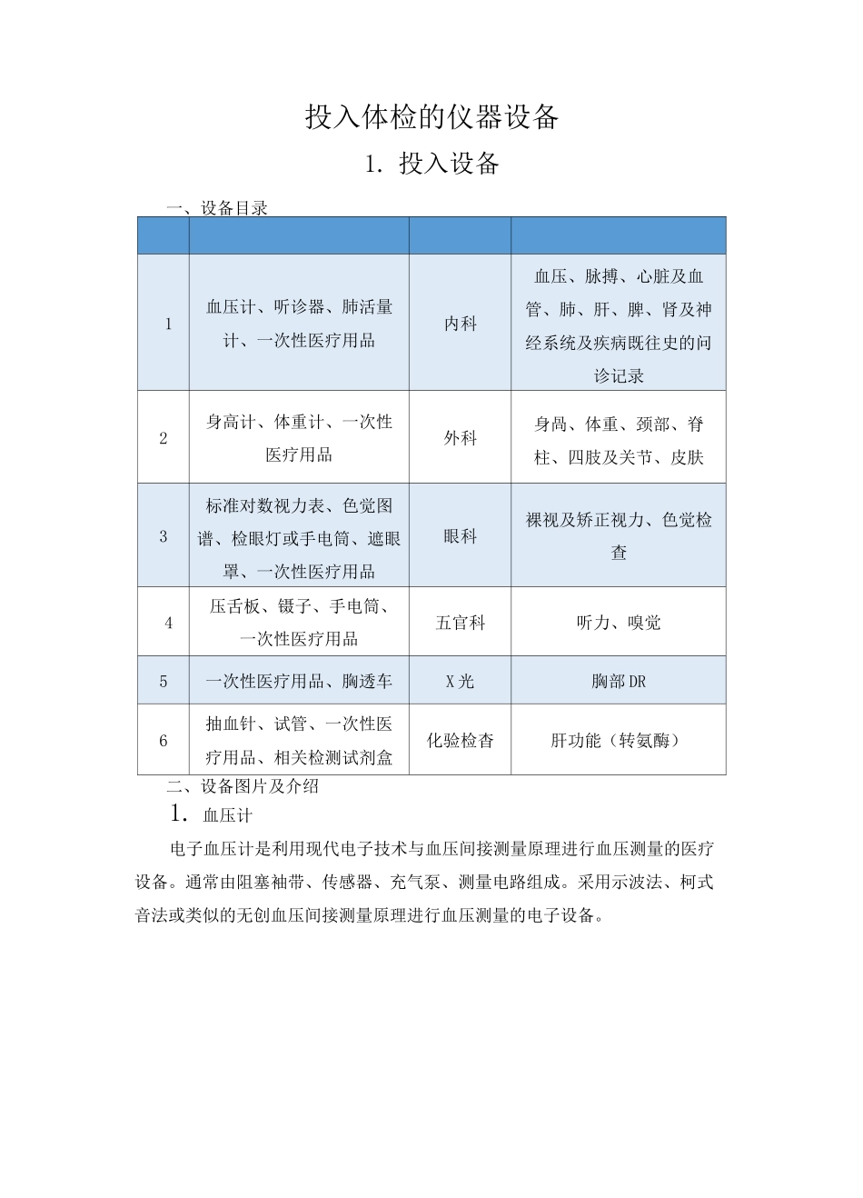投入体检的仪器设备_第1页