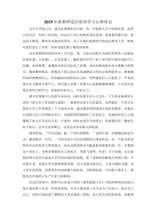 新教师入职岗前适应性培训心得总结