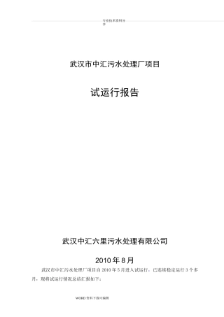 污水处理场试运行报告