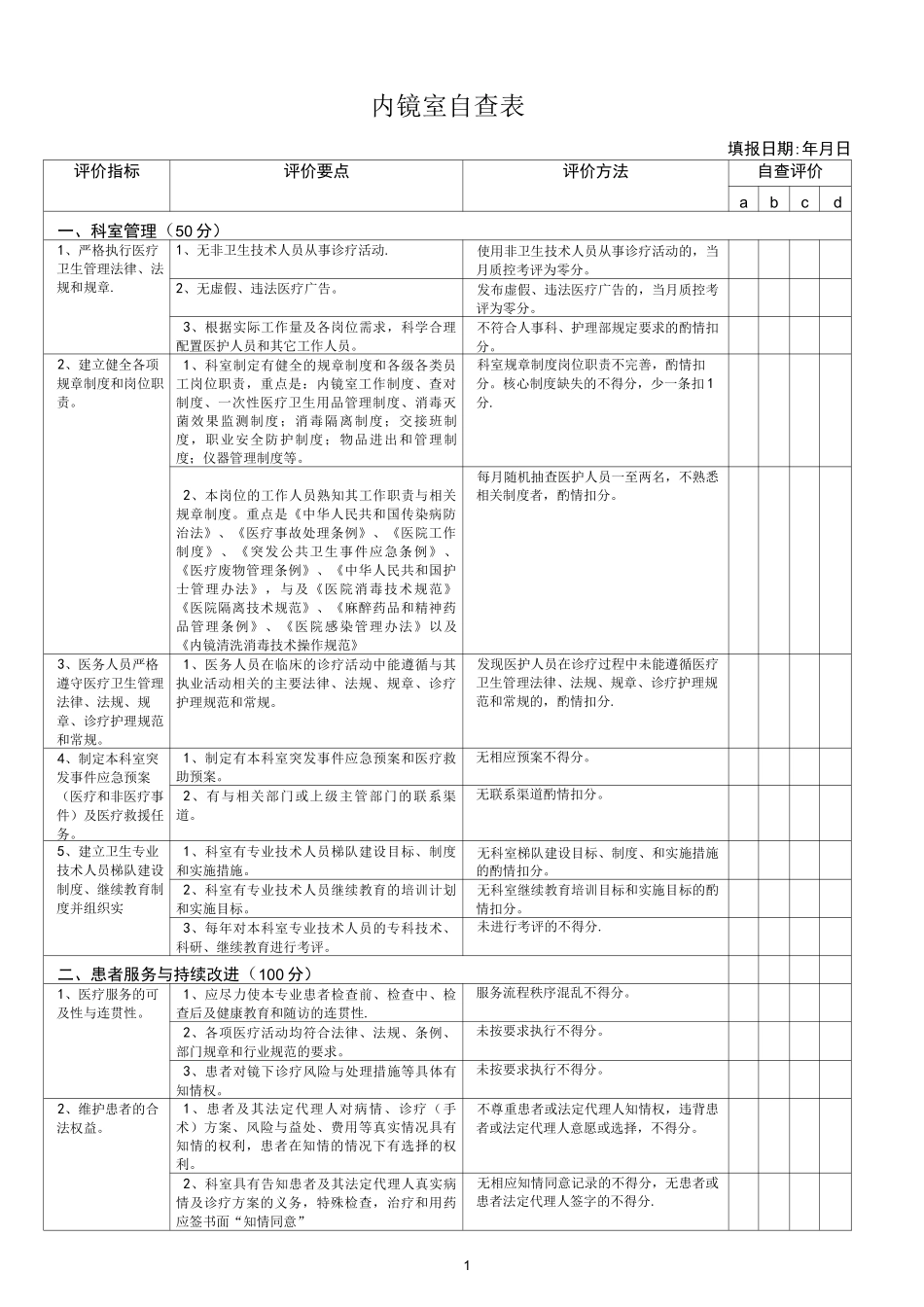 内镜室自查表_第1页